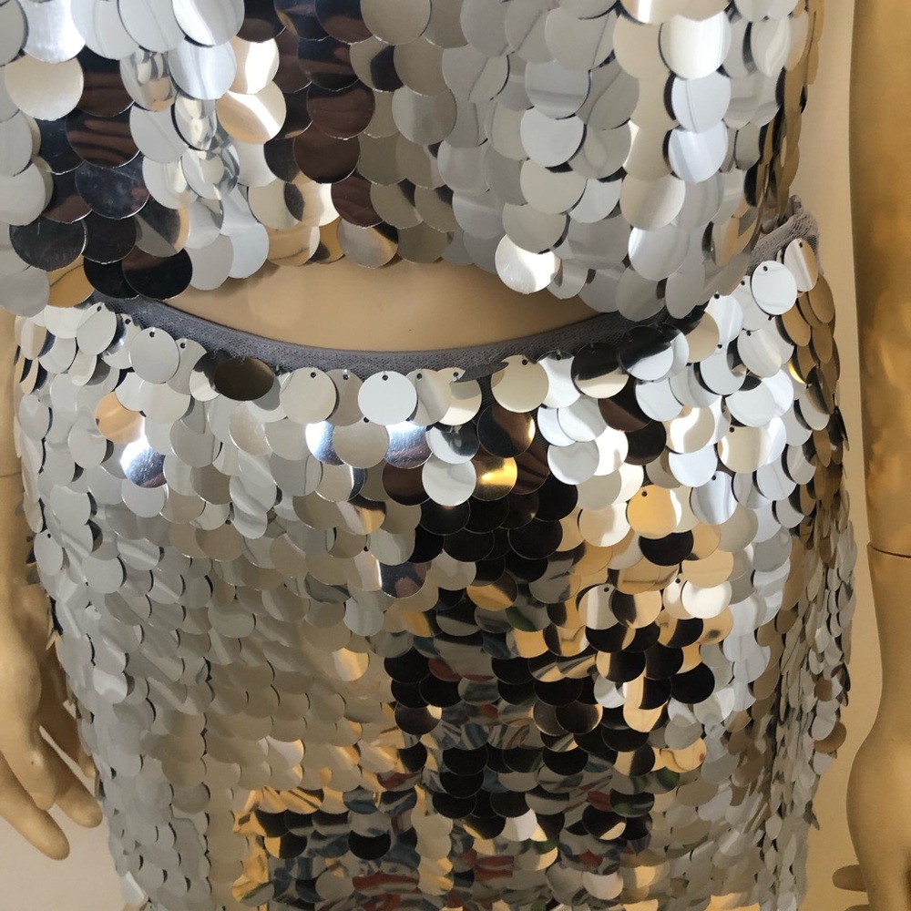 wild fable Silver Sequin Crop Top & Mini Skirt Set - Picture 6 of 13